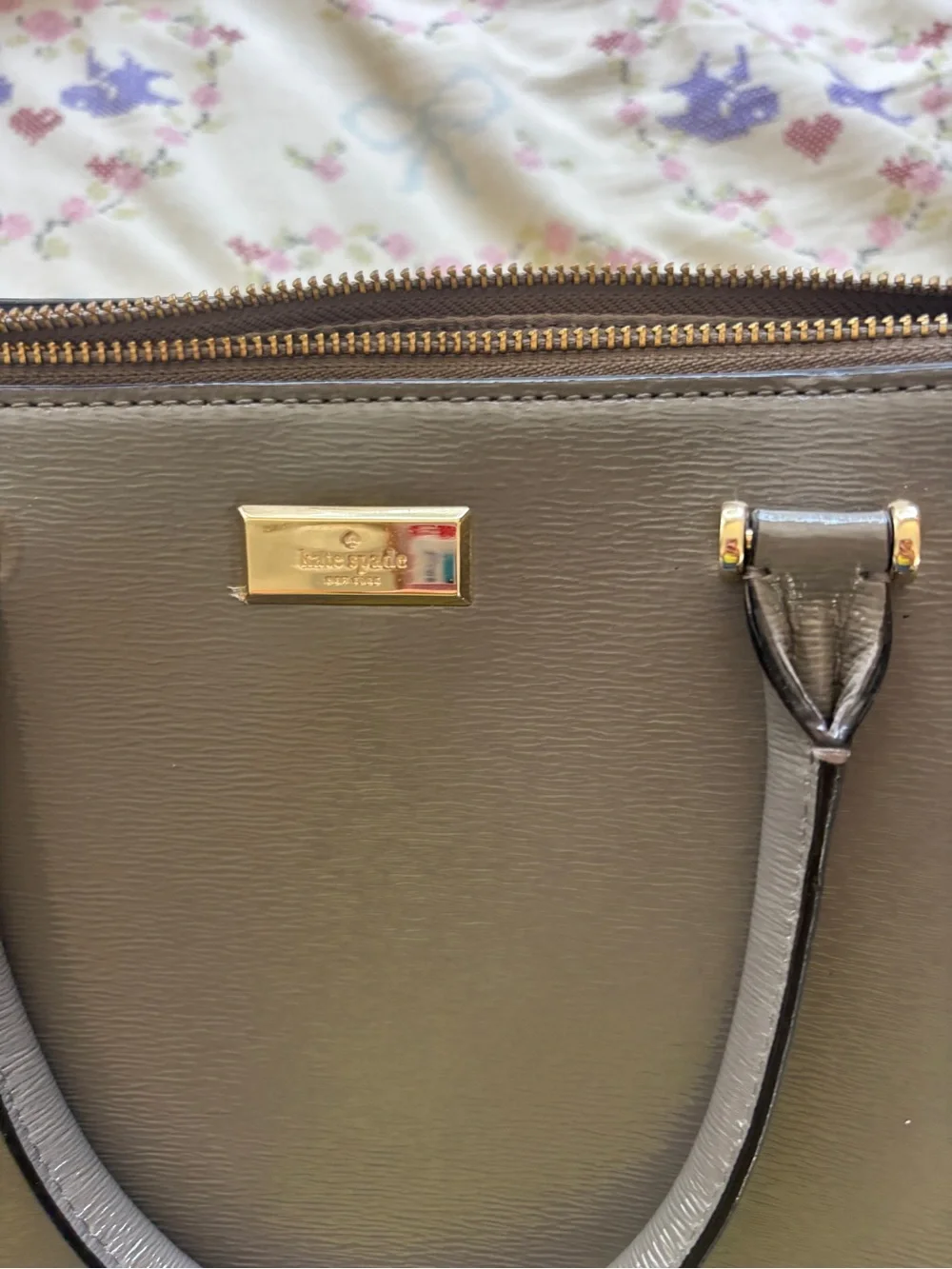 Michael Kors Grey Saffiano Leather Double-Handle Satchel